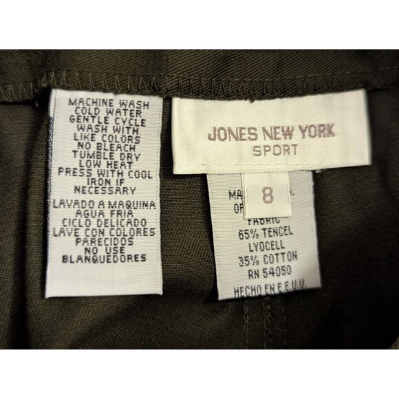 Dark Olive Green Knee-Length Skirt With Adjustable Waist & Pockets - Picture 7 of 7